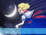  alice_margatroid blonde_hair blue_eyes crescent_moon moon profile siro_(hue_white) snow solo string touhou 