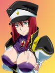  breasts crossed_arms forte_stollen galaxy_angel hat huge_breasts monocle nuu_hihi red_hair solo 