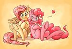  &lt;3 2015 blue_eyes cutie_mark duo earth_pony equine feathered_wings feathers female feral fluttershy_(mlp) friendship_is_magic hair horse hug mammal my_little_pony open_mouth orange_background pegasus pink_hair pinkie_pie_(mlp) pony raunchyopposition simple_background smile wings yellow_feathers 