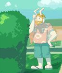  asgore_dreemurr beard bush clothing derfisch facial_hair footwear gardening hedge plant sandals shirt shorts shrub solo t-shirt undertale video_games 