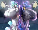  anthro big_breasts breasts cleavage clothed clothing cutie_mark equine female friendship_is_magic horn huge_breasts mammal marauder6272 my_little_pony princess_celestia_(mlp) princess_luna_(mlp) singing winged_unicorn wings 