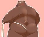  12beat13 anthro bear beat_you_(artist) big_butt blush butt clothing colored fundoshi japanese_clothing looking_back male mammal nude overweight overweight_male pink_background rear_view simple_background solo underwear 