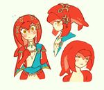  2017 alexaswanson anthro blush breath_of_the_wild clothed clothing female fin flat_chested jewelry marine mipha nintendo red_skin simple_background smile the_legend_of_zelda video_games white_background yellow_eyes zora 