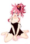  bare_shoulders breasts crown disgaea iwasi-r jewelry large_breasts looking_at_viewer makai_senki_disgaea_5 open_mouth pink_hair pointy_ears ponytail purple_eyes seraphina_(disgaea) short_hair smile solo 