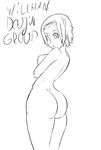  1girl hairband huge_ass k-on! monochrome pozdrawiam_wilno short_hair sketch small_breasts tainaka_ritsu wide_hips 