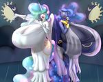  anthro big_breasts breasts cleavage clothed clothing cutie_mark equine female friendship_is_magic horn huge_breasts mammal marauder6272 my_little_pony princess_celestia_(mlp) princess_luna_(mlp) singing winged_unicorn wings 
