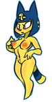  2017 alpha_channel animal_crossing ankha anthro armpits badassbaal blue_hair breasts cat egyptian feline female fingers fur hair mammal nintendo nipples nude simple_background solo transparent_background video_games yellow_fur 