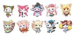  10girls artist_request blonde_hair blue_eyes boots brown_hair cat cat_busters furry green_eyes japanese_clothes long_hair pink_hair purple_eyes red_eyes short_hair white_hair 