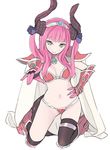  armor asymmetrical_legwear bangs bikini bikini_armor blade_(galaxist) blunt_bangs boots breasts brown_legwear cape closed_mouth curled_horns dragon_tail elbow_gloves elizabeth_bathory_(brave)_(fate) elizabeth_bathory_(fate)_(all) eyebrows eyebrows_visible_through_hair fate/extra fate/extra_ccc fate/grand_order fate_(series) fingerless_gloves full_body gauntlets gem gloves green_eyes hair_ribbon hand_on_hip hand_up horns jewelry knee_pads kneeling long_hair looking_at_viewer midriff navel necklace pauldrons pink_footwear pink_gloves pink_hair pointing pointing_at_viewer purple_ribbon red_armor red_bikini ribbon sidelocks silver_trim simple_background skindentation small_breasts smile solo stomach string_bikini swimsuit tail thigh_strap thighhighs tiara two_side_up white_background white_cape 