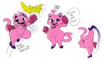  anthro april_fools bell_collar cat clothing collar dialogue english_text fangs feline female footwear fur gloves high_heels juice_(mangneto) jumping kick mammal mangneto pink_fur shoes speech_bubble text 