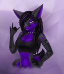  anthro canine clothed clothing collar elvofirida facial_piercing female looking_at_viewer mammal nose_piercing open_mouth piercing smile solo spiked_collar spikes 