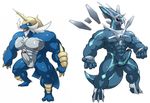  abs anthro balls biceps big_muscles bulge claws clothed clothing cockclaws dialga dragon duo erection fangs horn huge_muscles legendary_pok&eacute;mon maldu male mammal muscular muscular_male nintendo nipples nude nudeopen_mouth open_mouth pecs penis pok&eacute;mon red_eyes samurott scalie simple_background standing teeth toe_claws tongue topless video_games white_background 