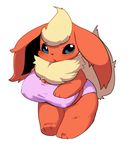  artist_request blue_eyes blush breasts cleavage covered_nipples flareon furry nipples pokemon 