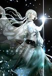  airgetlam_(fate) armor bedivere cape fate/grand_order fate_(series) glowing glowing_weapon profile prosthesis prosthetic_arm shigureru silver_hair sword twintails weapon 
