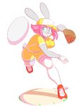  anthro ball basketball big_breasts blue_eyes breasts buckteeth clothing female frannie_funbun hair hat lagomorph mammal pink_hair rabbit shirt solo teeth theycallhimcake throwing 