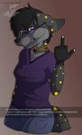  anthro canine clothing eyewear female gesture glasses looking_at_viewer mammal profanity singingbirdstudio star wolf 