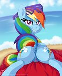 2017 anus big_butt biting_lip butt clitoral_winking clitoris cutie_mark dock equine female feral friendship_is_magic hi_res horse looking_at_viewer looking_back mammal my_little_pony pearlyiridescence pony pussy rainbow_dash_(mlp) smile solo 