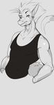  anthro clothed clothing dragon looking_at_viewer male monochrome nite scar shirt sketch solo tank_top 