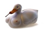  avian bird breasts cigarette decoy duck female humor lipstick makeup simple_background smoking unknown_artist 