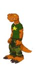  2017 anthro blush camo clothed clothing dinosaur dj_mixer_(character) green_shirt male orf son underwear 