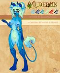  anthro blue_body blue_nipples facial_piercing female gem horn mammal nipples nose_piercing nose_ring pacevanrign pearl_(gem) piercing pom_poms solo wilderkin 