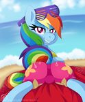  2017 biting_lip dock equine female feral friendship_is_magic hair hi_res horse looking_at_viewer looking_back mammal multicolored_hair multicolored_tail my_little_pony pearlyiridescence pony rainbow_dash_(mlp) rainbow_hair rainbow_tail smile solo 