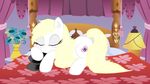  aryanne aryanne_(character) bed bed_sheet bedding blonde_hair canopy equine fan_character female flower hair hat headboard horse lamp mammal my_little_pony pillow plant pony sleeping solo swastika table vase 