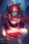  anthro breasts clothed clothing female jewelry kardie looking_at_viewer mammal necklace open_mouth red_panda smile solo 