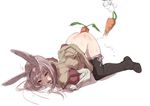  after_insertion anal anal_object_insertion animal_ears ass bangs boots branch_(blackrabbits) bunny_ears carrot cum cum_on_hair drooling elbow_gloves facial food food_insertion full_body gloves grey_hair linker_(tree_of_savior) long_hair object_insertion open_mouth panties panty_pull pink_panties pussy_juice side-tie_panties sketch solo_focus tears thigh_boots thighhighs tongue top-down_bottom-up tree_of_savior underwear white_background 