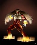  2017 abs anthro anthrofied avian beak blaziken feathers fire fullmetalmentalist hi_res looking_at_viewer male nintendo nude pok&eacute;mon pok&eacute;morph red_background red_feathers simple_background solo video_games white_feathers 
