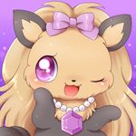  anthro blush bow brown_fur canine dog female fur gem hair jewelpet jewelry mammal necklace one_eye_closed open_mouth purple_background sanrio simple_background solo tan_fur terrier tongue topaz_(jewelpet) wink yorkshire_terrier アイミ 