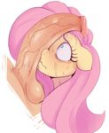  2017 balls bestiality blush duo equine female feral fluttershy_(mlp) friendship_is_magic hair horse human human_on_feral humanoid_penis interspecies long_hair looking_at_penis male male/female male_on_feral mammal my_little_pony penis pink_hair pony simple_background solo_focus sundown_(artist) sweat vein white_background 