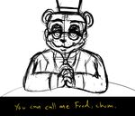  2016 2_heads animated animatronic anthro avian balloon_boy_(fnaf) bear bib bird blush bonnie_(fnaf) bow_tie buckteeth canine chica_(fnaf) chicken clothing dialogue english_text exposed_endoskeleton eye_patch eyewear female five_nights_at_freddy&#039;s five_nights_at_freddy&#039;s_2 fox foxy_(fnaf) freddy_(fnaf) glasses group hat human humanoid inkyfrog lagomorph looking_at_viewer machine male mammal mangle_(fnaf) marionette_(fnaf) mike_schmidt multi_head open_mouth open_smile propeller_hat rabbit restricted_palette robot security_guard shadow_bonnie_(fnaf) shadow_freddy_(fnaf) simple_background smile springtrap_(fnaf) talking_to_viewer teeth text top_hat toy_bonnie_(fnaf) toy_chica_(fnaf) toy_freddy_(fnaf) uniform video_games white_background 