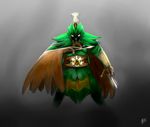  2016 ambiguous_gender avian brown_feathers clothed clothing decidueye english_text feathers fullmetalmentalist green_feathers grey_background hi_res looking_at_viewer nintendo pok&eacute;mon signature simple_background text video_games 