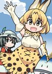  bag check_commentary cloud commentary commentary_request day hat kaban_(kemono_friends) kemono_friends lucky_beast_(kemono_friends) roah serval_(kemono_friends) serval_ears 