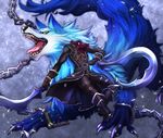  1boy animal belt boots chains coat cravat fate/grand_order fate_(series) gloves hessian_(fate/grand_order) lobo_(fate/grand_order) open_mouth pants sword weapon wolf yellow_eyes 