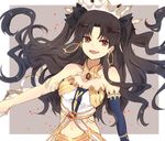  archer_(ishtar) bare_shoulders black_hair blush fate/grand_order long_hair red_eyes smiledress 