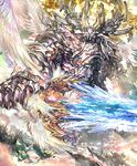  angel_wings armor artist_request city crystal crystal_sword cygames fighting_stance floating_island giant heavenly_aegis multiple_wings no_humans official_art seraph shadowverse shingeki_no_bahamut sword weapon wings 