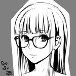  1girl glasses monochrome persona persona_5 sakura_futaba solo tagme 