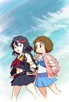  2girls black_hair brown_hair kill_la_kill mankanshoku_mako matoi_ryuuko multiple_girls senketsu tagme 