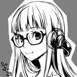  1girl glasses monochrome persona persona_5 sakura_futaba solo tagme 