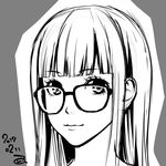  1girl glasses monochrome persona persona_5 sakura_futaba solo tagme 