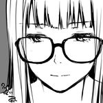  1girl glasses monochrome persona persona_5 sakura_futaba solo tagme 