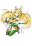  archer_(noatopia) arrow blonde_hair boots bow_(weapon) breasts cleavage elbow_gloves elf eyebrows_visible_through_hair full_body gloves green_footwear green_legwear head_wings highres holding holding_bow_(weapon) holding_weapon long_hair looking_at_viewer medium_breasts noatopia_~kibou_no_monogatari~ official_art ogino_atsuki pointy_ears quiver smile solo thigh_boots thighhighs transparent_background very_long_hair weapon yellow_eyes 