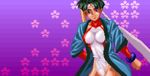  animated animated_gif broom flower japanese japanese_clothes kotobuki_makoto leotard mach_breakers short_hair skintight 