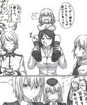  black_legwear carrying closed_eyes comic confetti crossed_arms cup darjeeling girls_und_panzer greyscale hat highres itsumi_erika katyusha kizeminato monochrome nishizumi_maho nishizumi_miho nonna nose_bubble ooarai_school_uniform party_hat pravda_school_uniform shoulder_carry simple_background sleeping sleeping_with_eyes_open st._gloriana's_school_uniform teacup translated white_background 