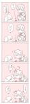  5koma braid breasts candy comic directional_arrow fig_(lchijiku) food from_side height_difference highres kantai_collection large_breasts monochrome multiple_girls partially_translated ryuujou_(kantai_collection) single_braid spot_color translation_request twintails unryuu_(kantai_collection) 