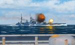  day hms_nelson military military_vehicle no_humans ocean ogata_tank original royal_navy ship sky smokestack turret warship watercraft waves 