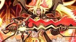  absurdres blonde_hair game_cg highres horns makai_shin_trillion male_focus nanameda_kei official_art red_eyes sword tail weapon wings zeabolos 