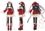  1girl black_hair full_body long_hair machine-doll_wa_kizutsukanai pink_eyes santa_costume skirt solo white_skin yaya_(machine-doll) 